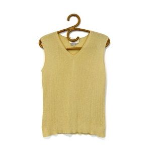 Vintage | dc Devonshire Cream | Pale Yellow Ribbed Knit‎ Tank Size L